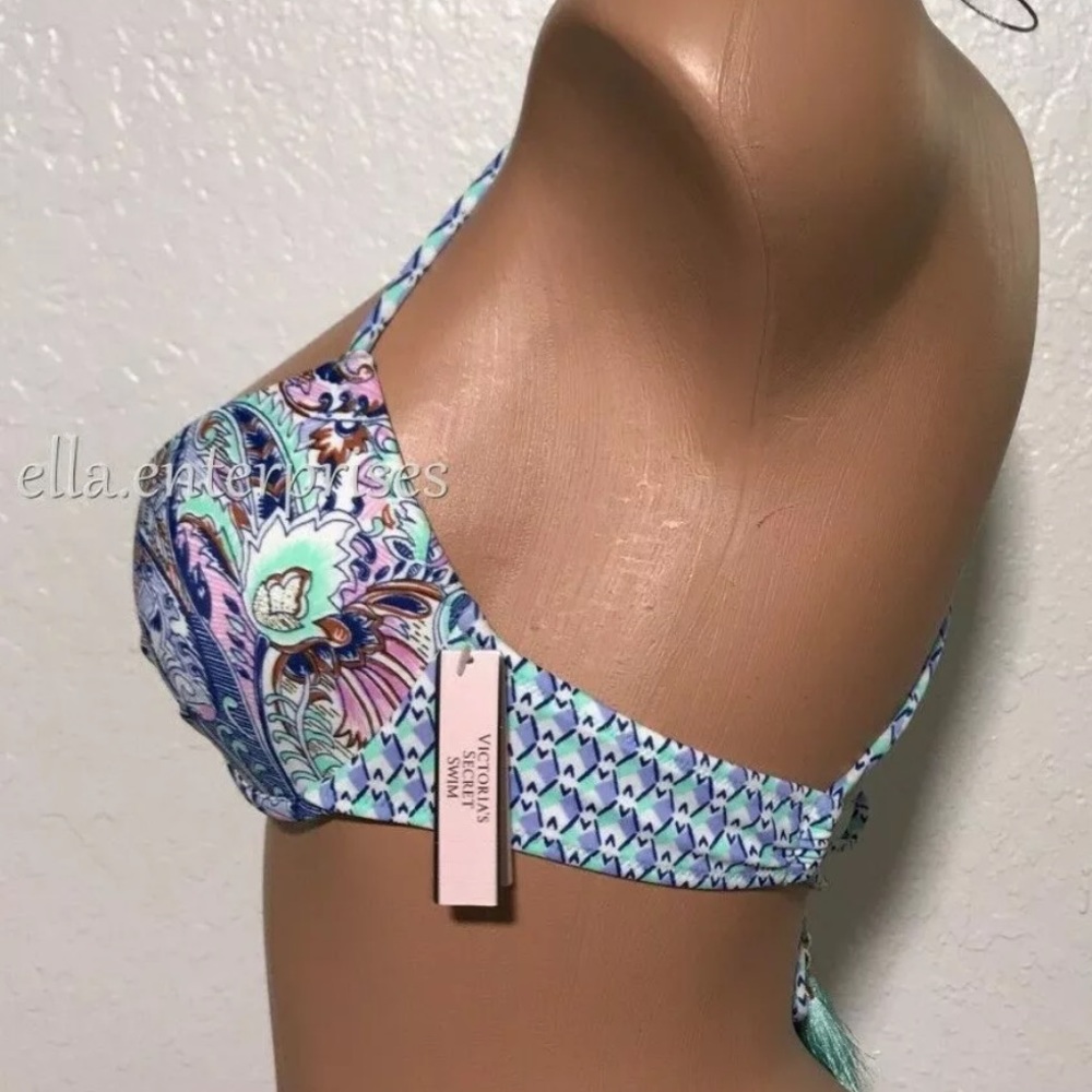 VS Blue Paisley The Fabulous Racerback Bikini Top - Picture 3 of 8
